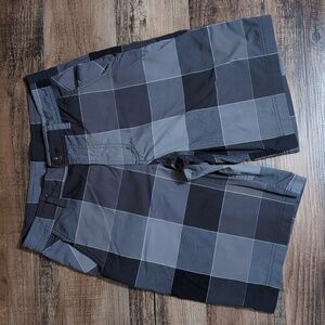 Lululemon Kahuna Shorts Chino Flat Front Size 30x10" Grey Checkerboard